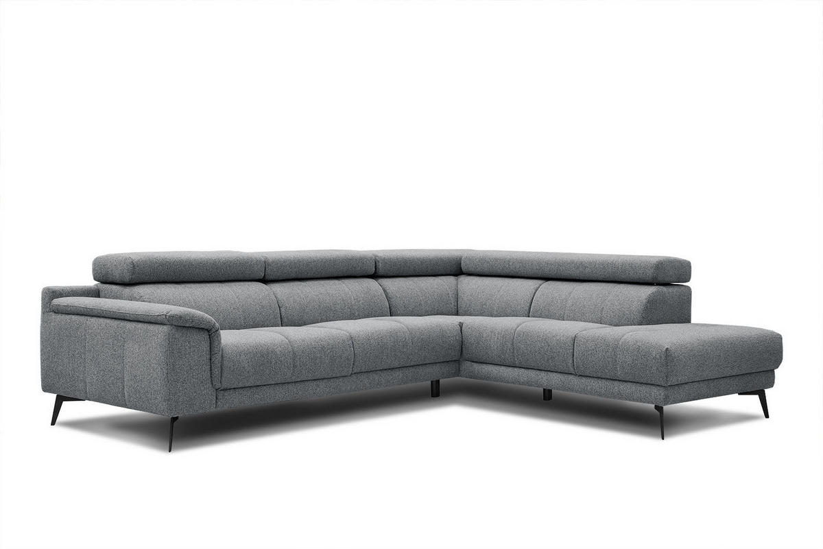 ECKSOFA FIERO 5-Sitzer, grau - Schwarz/Grau, Holzwerkstoff/Textil (290/228cm) - Courtois Laville