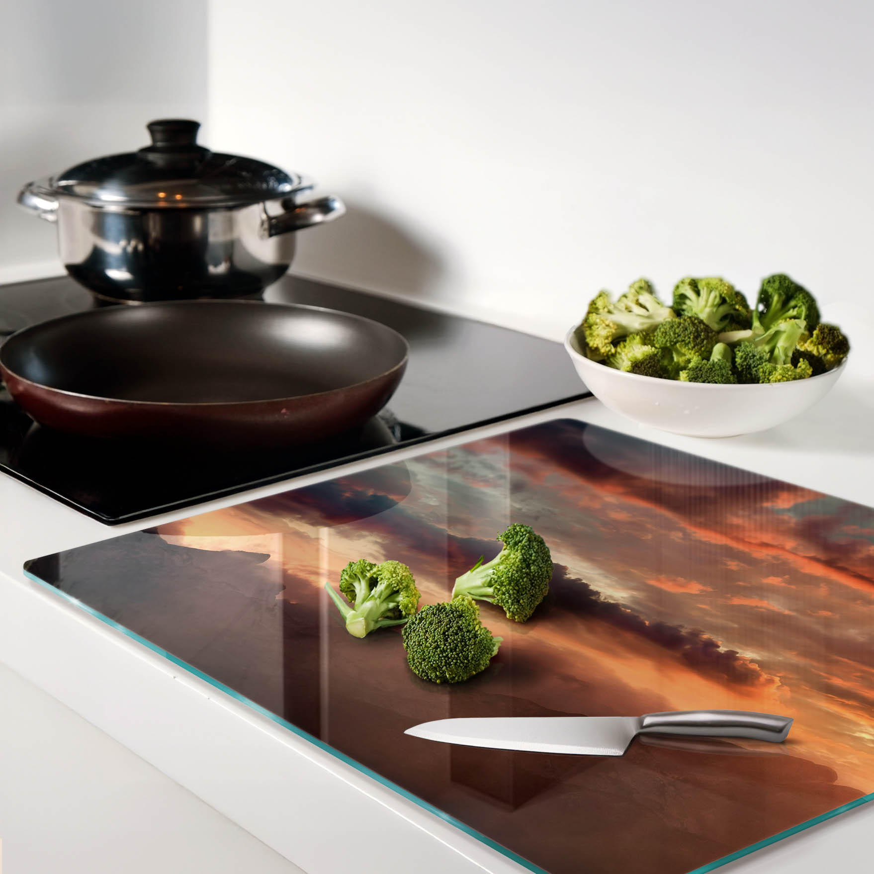 Thumbnail - Tulup Glasplatte, Orange, Glas, 60x0.4x52 cm, Küchen, Küchenelektrogeräte, Herde, Herdabdeckplatten