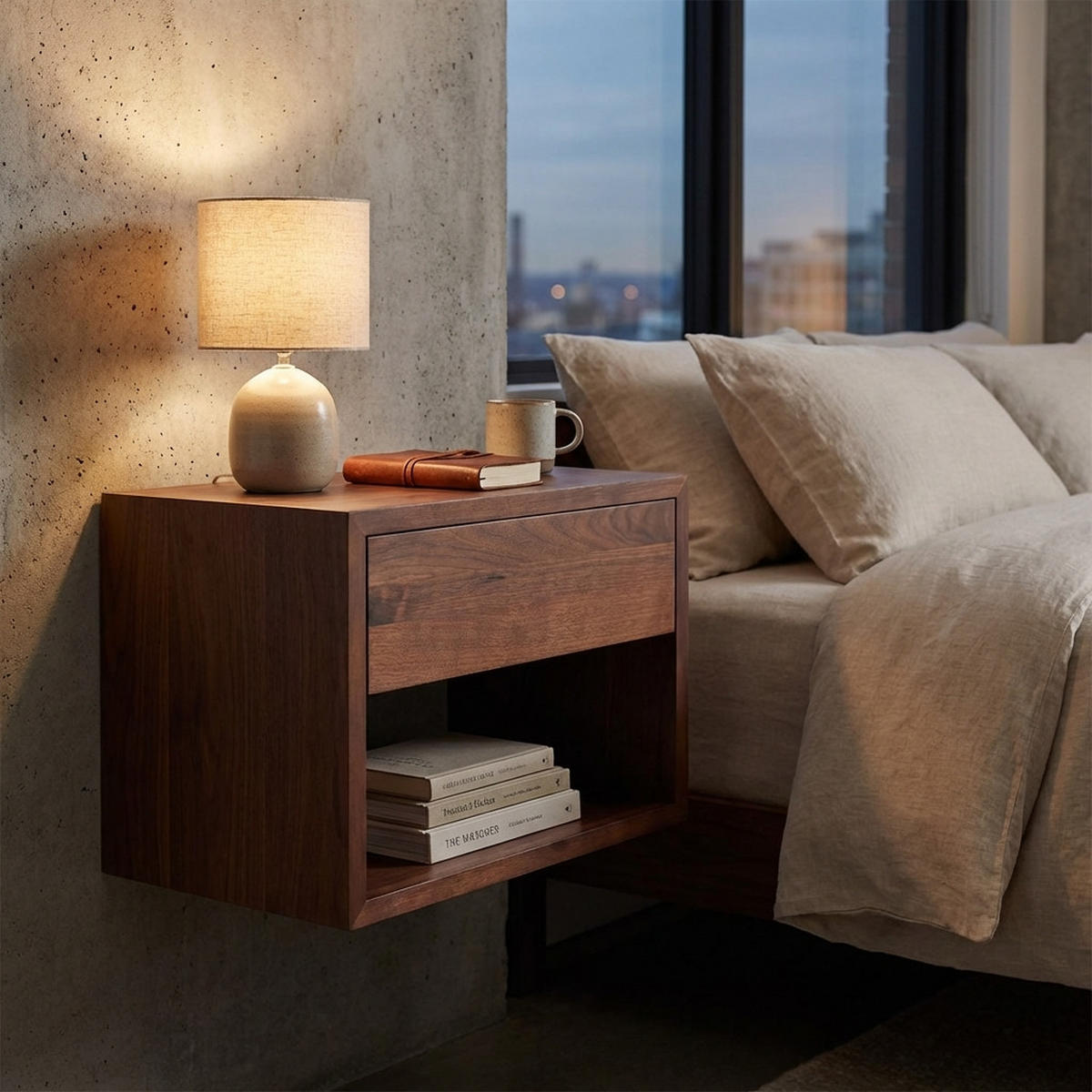 NACHTTISCH Hugo 55 aus Walnussholz, matt lackiert - Braun, Holz (55/39/30cm) - WOODEK