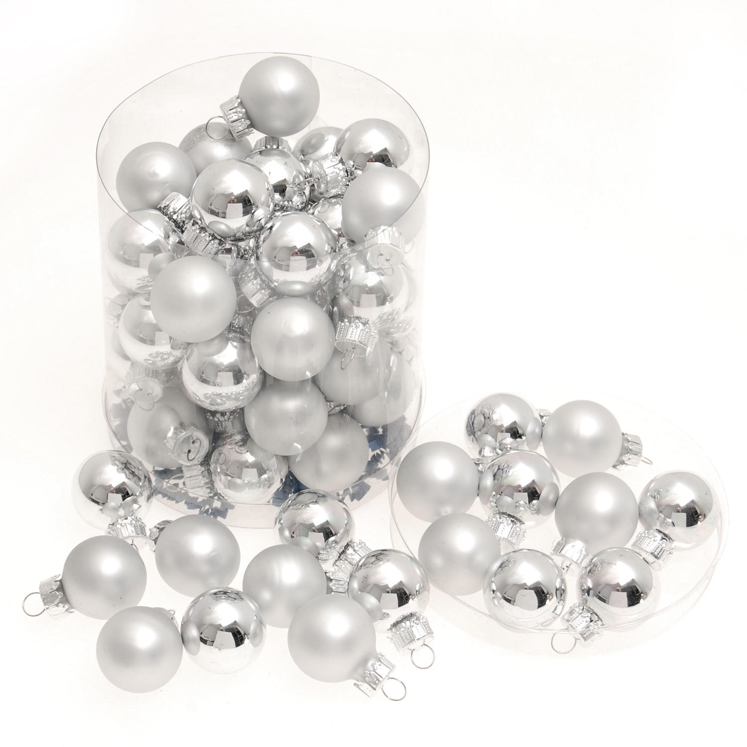 CHRISTBAUMKUGELN Mini Silberfarbig 3cm (Glas / 45 Stk.) - Silberfarben, Glas (2/2/2cm) - Krebs Glas Lauscha