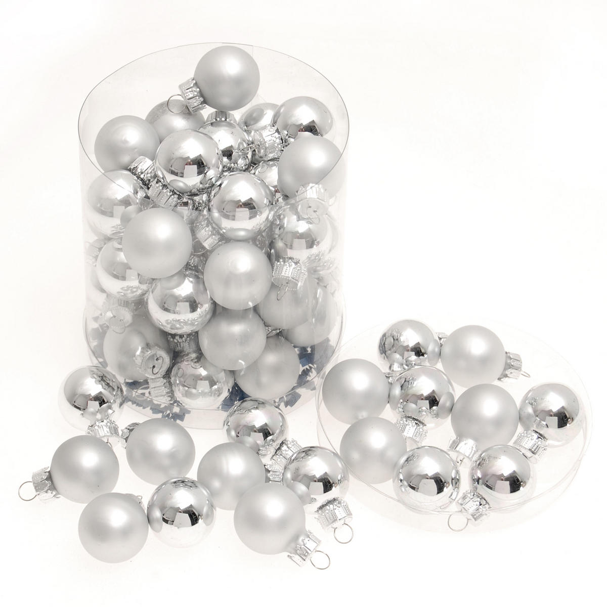 CHRISTBAUMKUGELN Mini Silberfarbig 3cm (Glas / 45 Stk.) - Silberfarben, Glas (2/2/2cm) - Krebs Glas Lauscha