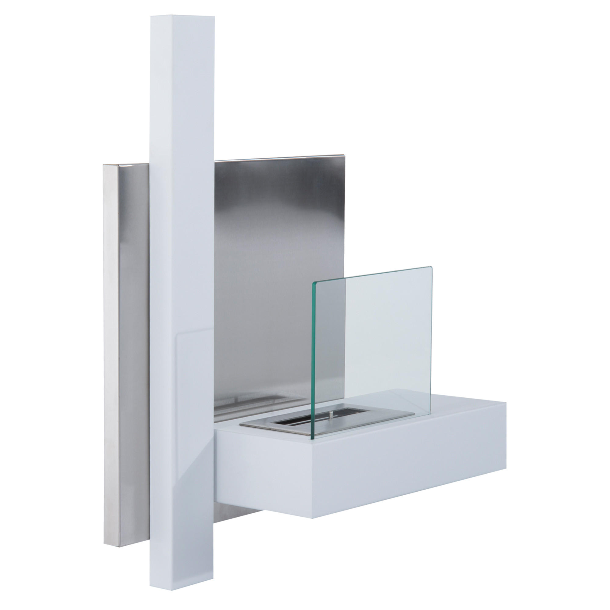 ETHANOL-KAMIN, 0,9L, mit einer Klappe Zubehör, Stahl, Weiß, 75 x 22 x 63 cm - Weiß, Metall (63/22/75cm) - HOMCOM