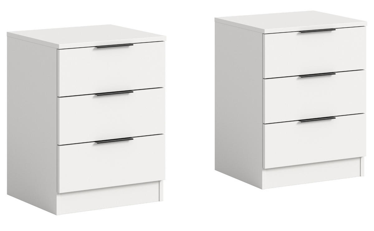 NACHTTISCH 2er Set weiß 45 x 60 cm, Nachtkommode in Komforthöhe - Schwarz/Weiß, Holzwerkstoff/Kunststoff (45/60/40cm) - Inn.Furn