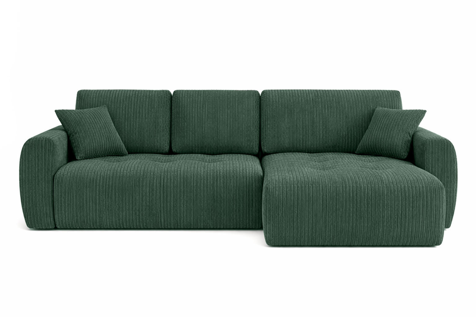 ECKSOFA Mit Schlaffunktion Und Bettkasten L-Form Ivo L, Cordstoff Poso, Grün, Rechts - Grün, Holz (250/142cm) - Kaiser Möbel