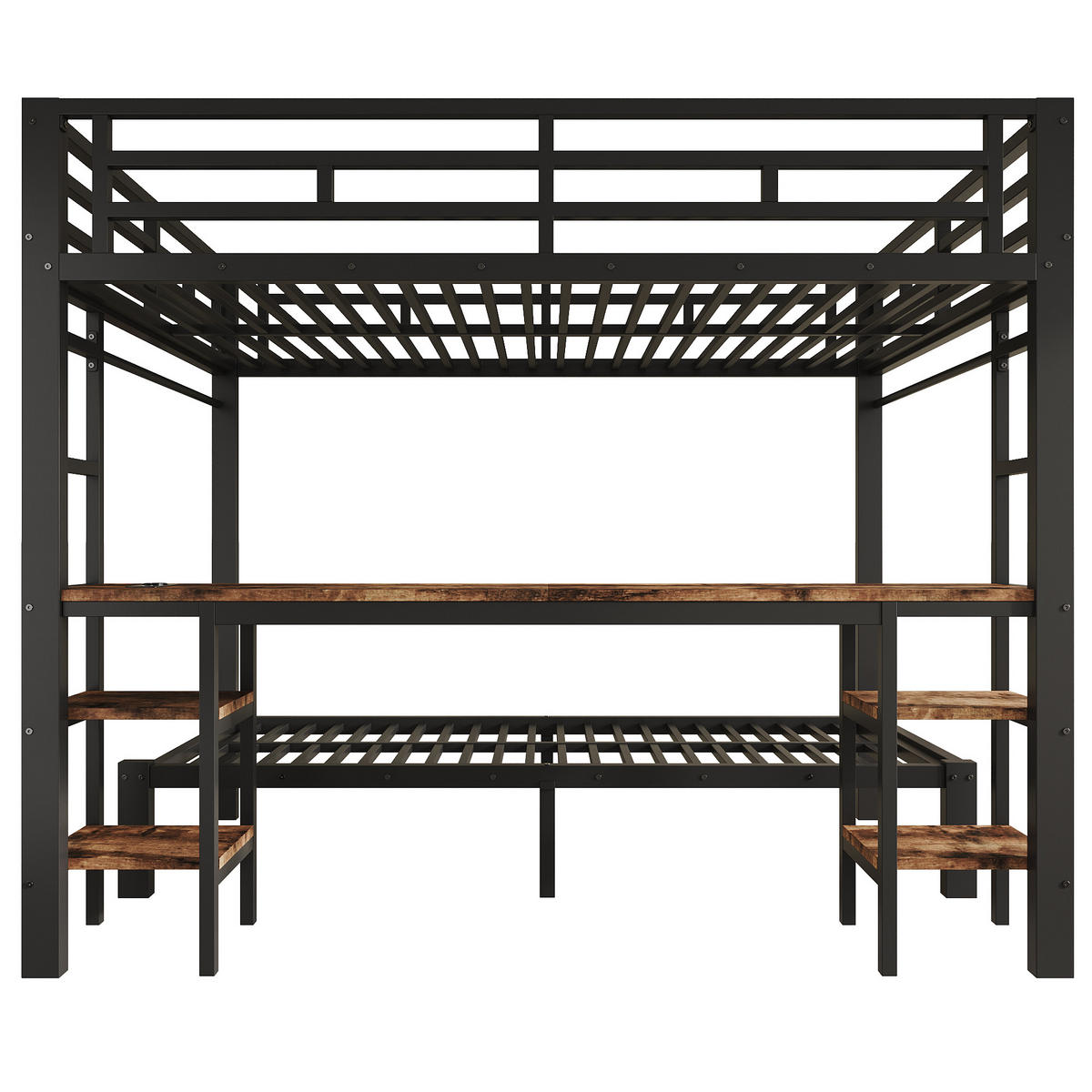 ETAGENBETT 140/90/200 cm mit Schreibtisch, DE-41769, in Schwarz - Schwarz, Metall (140/200cm) - ComfortXL