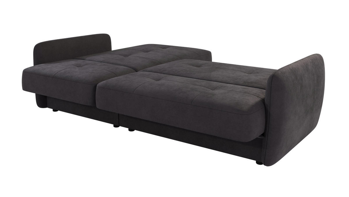 ECKSOFA Lupo Graphit Mikrofaser - Graphitfarben/Schwarz, Holz/Kunststoff (232/147cm) - S-Style Möbel