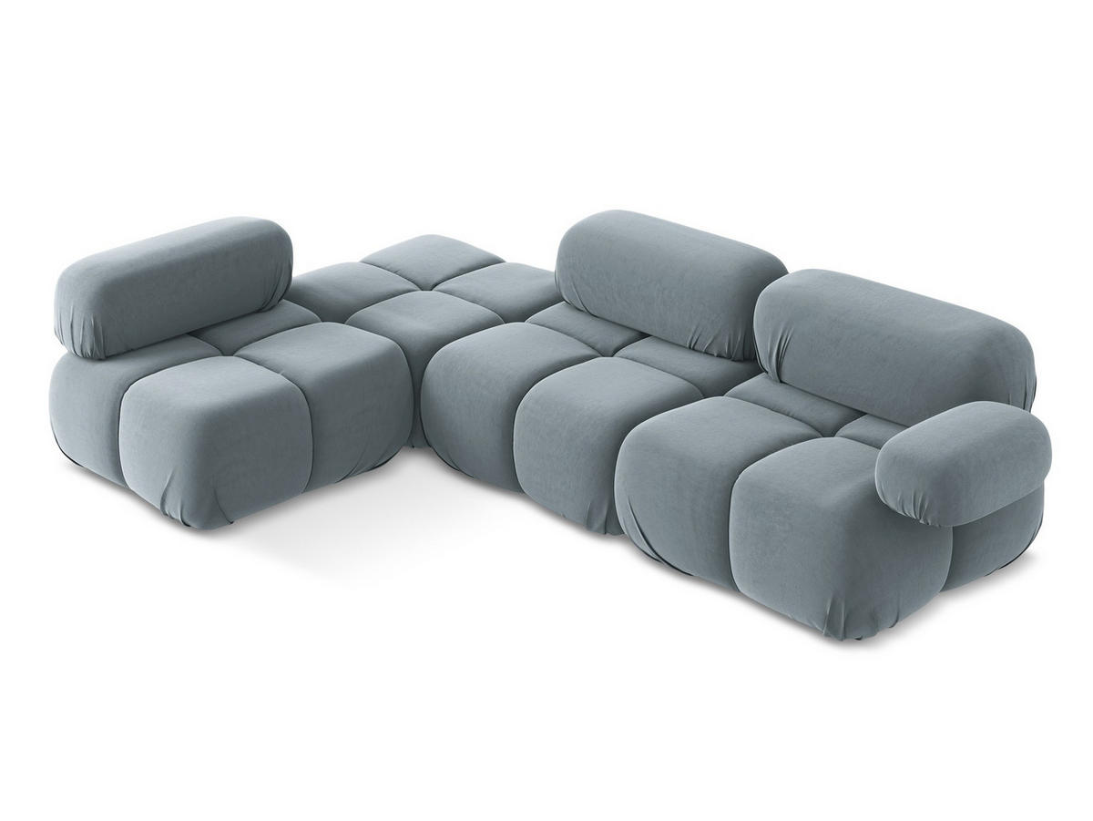 ECKSOFA Links Samt Stoff Blau - Blau/Schwarz, Kunststoff/Textil (190/285cm) - Makamii