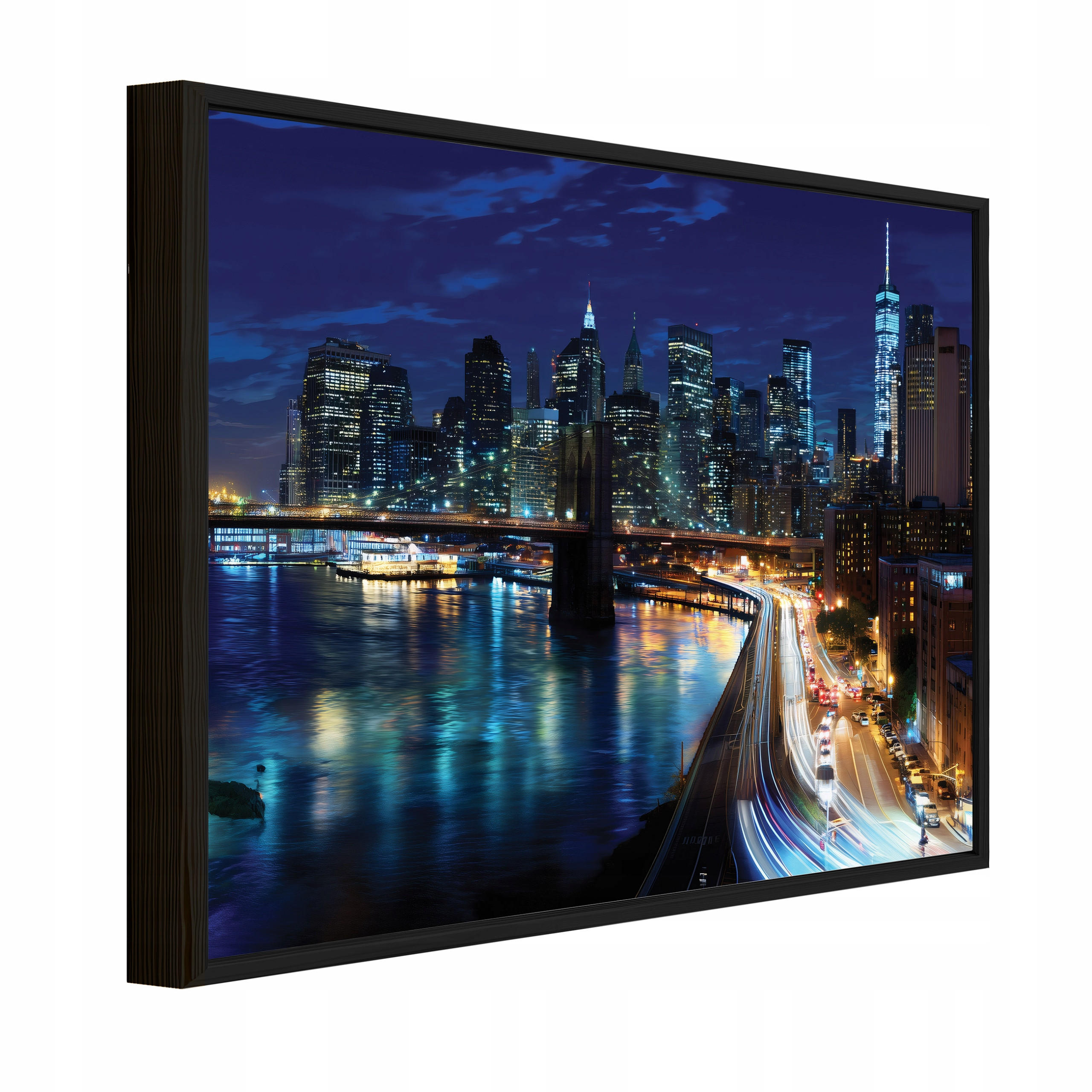 BILDER mit Rahmen Stadt Panorama Blau 60x40 cm - Multicolor, Holzwerkstoff (60/40cm) - Wallarena