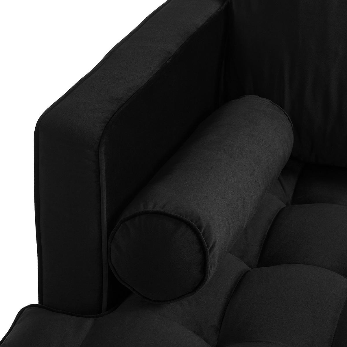 ECKSOFA - Samt - Dunkelbraun/Schwarz, Birkenholz/Textil (201/155cm) - home24