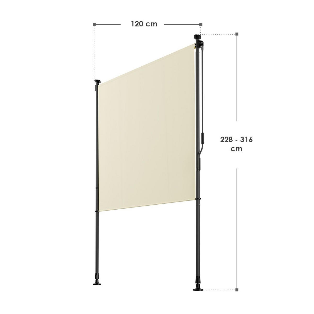 SENKRECHTMARKISE Barbados beige 120 x 310 cm - Beige, Textil (120/310cm) - Juskys