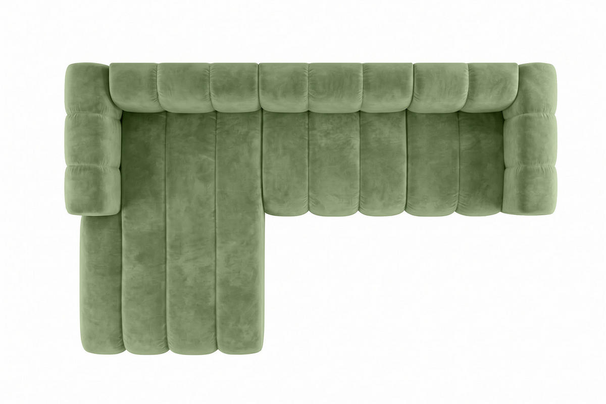 ECKSOFA Modulares In L-Form, Velvet-Stoff Riviera, Olive, Links, GRAND 287 cm - Olivgrün, Holz (287/179cm) - Kaiser Möbel