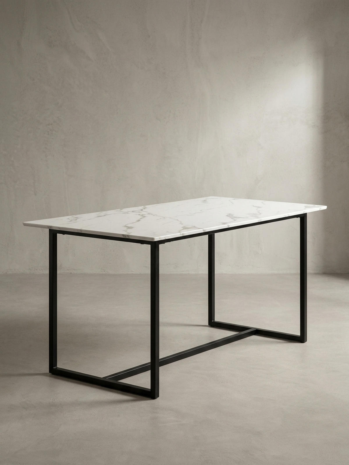 ESSTISCH Marmoroptik Metall Rechteckig Modern Klein, Weiß 180x90x76 cm - Schwarz/Weiß, Holzwerkstoff/Metall (90/180/76cm) - KADIMA DESIGN