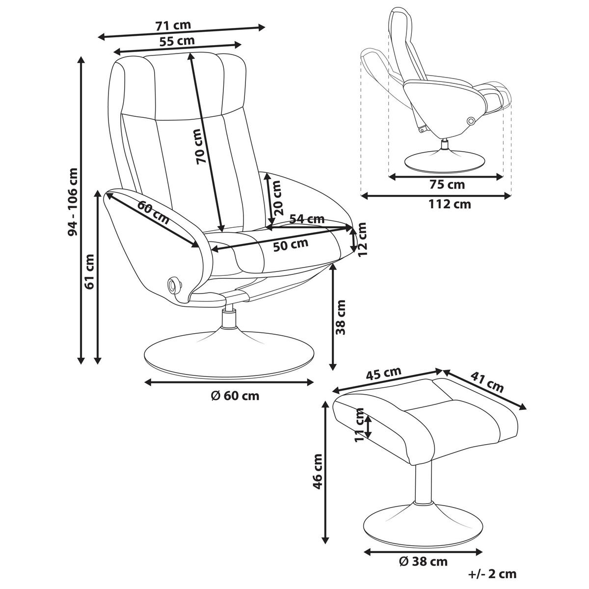 FERNSEHSESSEL Schwarz Apate - Schwarz, Kunststoff (71/94/75cm) - Beliani
