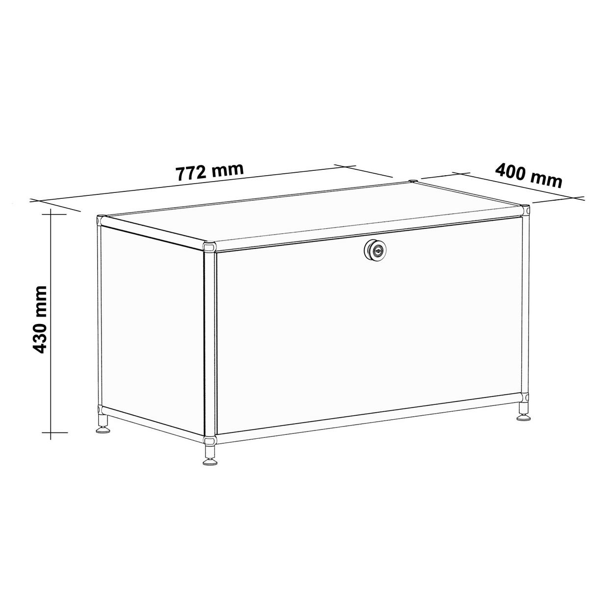 TV Board mit Klappe & Schloss, Breite 77 cm, Anthrazitgrau - Chromfarben/Silberfarben, Metall (40/43/77.2cm) - Versee