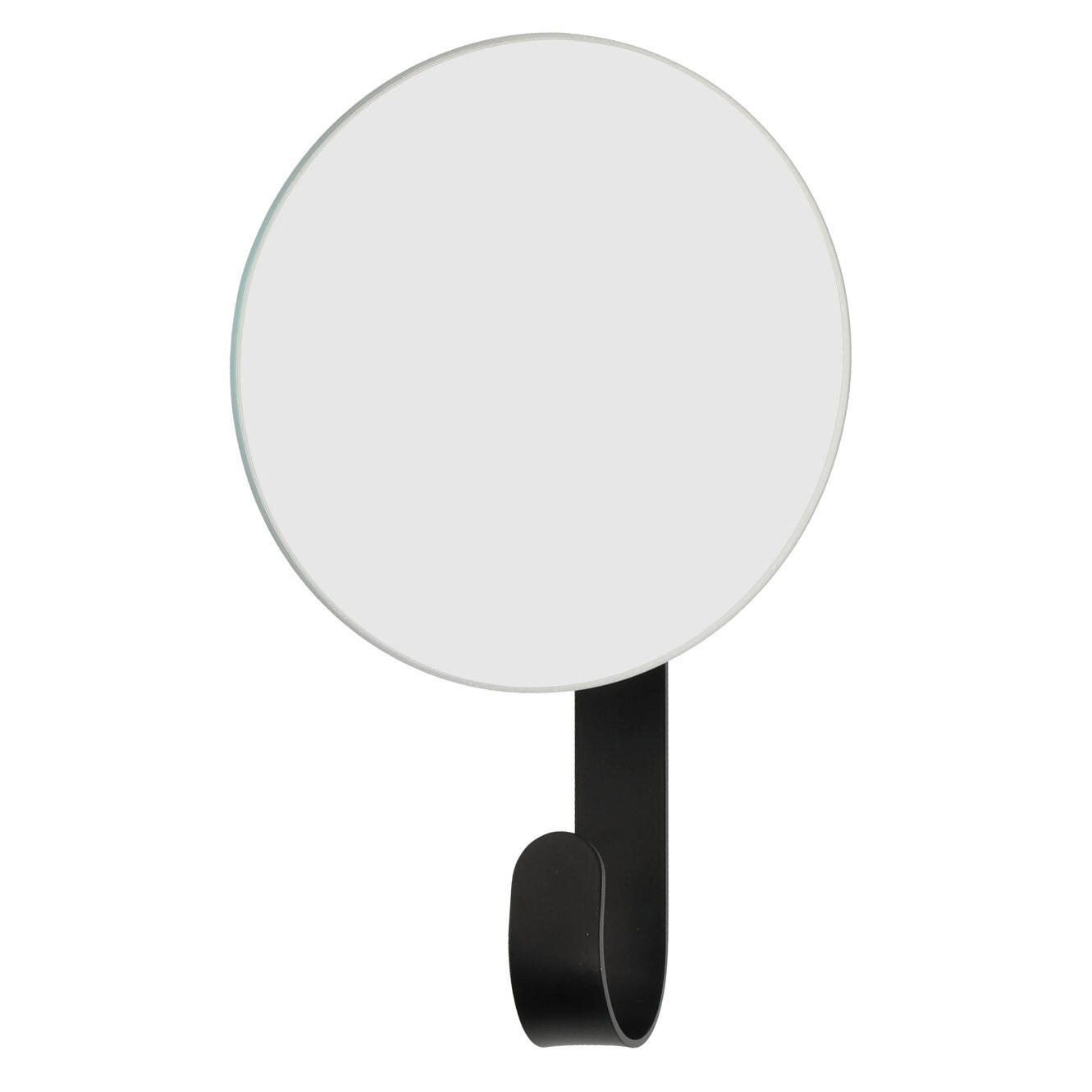 WANDSPIEGEL mit Haken Ø 12 cm - Schwarz, Metall (12/18.5/5cm)