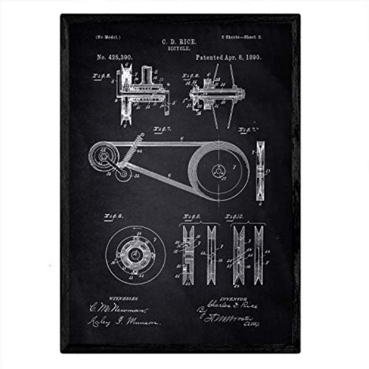POSTER Patent Fahrrad-Kunst A3 Rahmenlos - Klar, Papier (29.7/5/42cm) - Nacnic