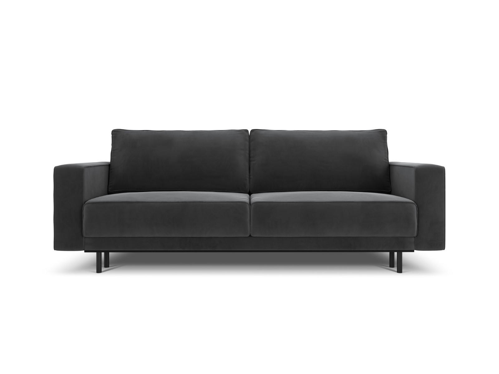 AUSKLAPPBARES-SOFA mit Bettkasten Caro aus Samt grau 3 Sitzplätze - Grau, Textil (97/93/236cm) - Micadoni
