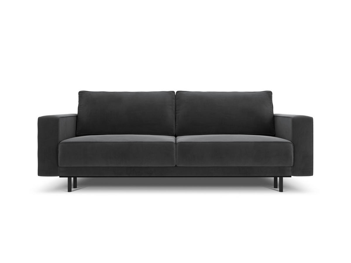 AUSKLAPPBARES-SOFA mit Bettkasten Caro aus Samt grau 3 Sitzplätze - Grau, Textil (97/93/236cm) - Micadoni