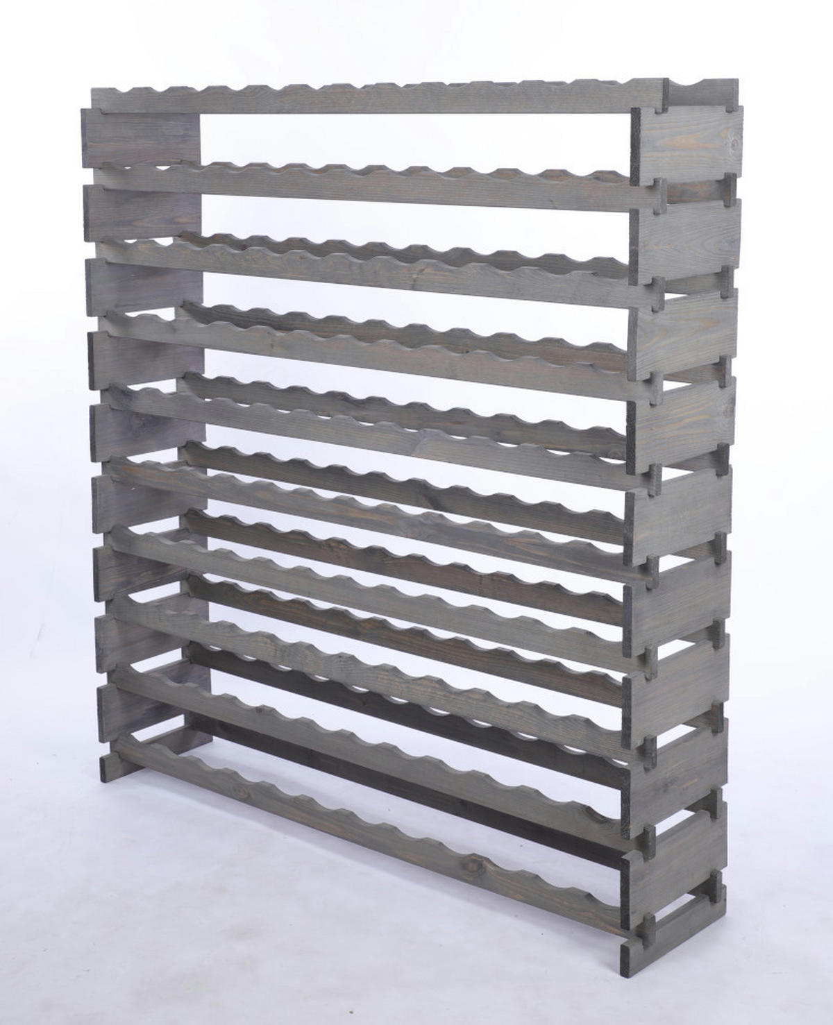 WEINREGAL VINOTECA FLEX PRO HxBxT 135x123x28cm 120 Flaschen auf 10 Ebenen Grau - Grau, Holz (123/135/28cm) - PROREGAL