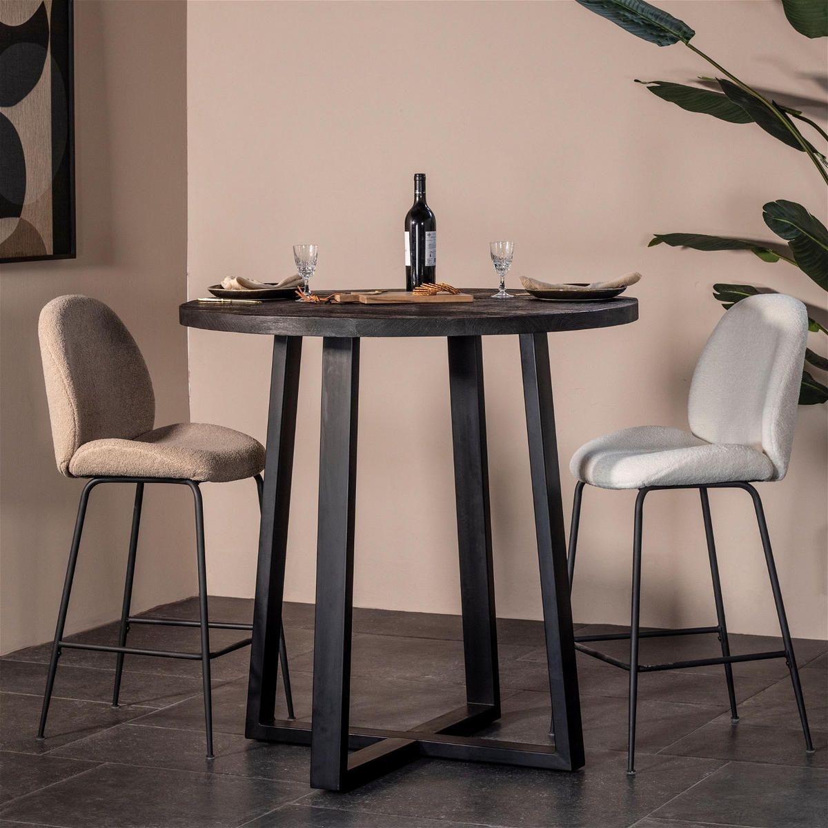 ESSTISCH aus Mangoholz 110x110x90cm, schwarz - Schwarz, Metall (110/110/90cm) - Giga Meubel