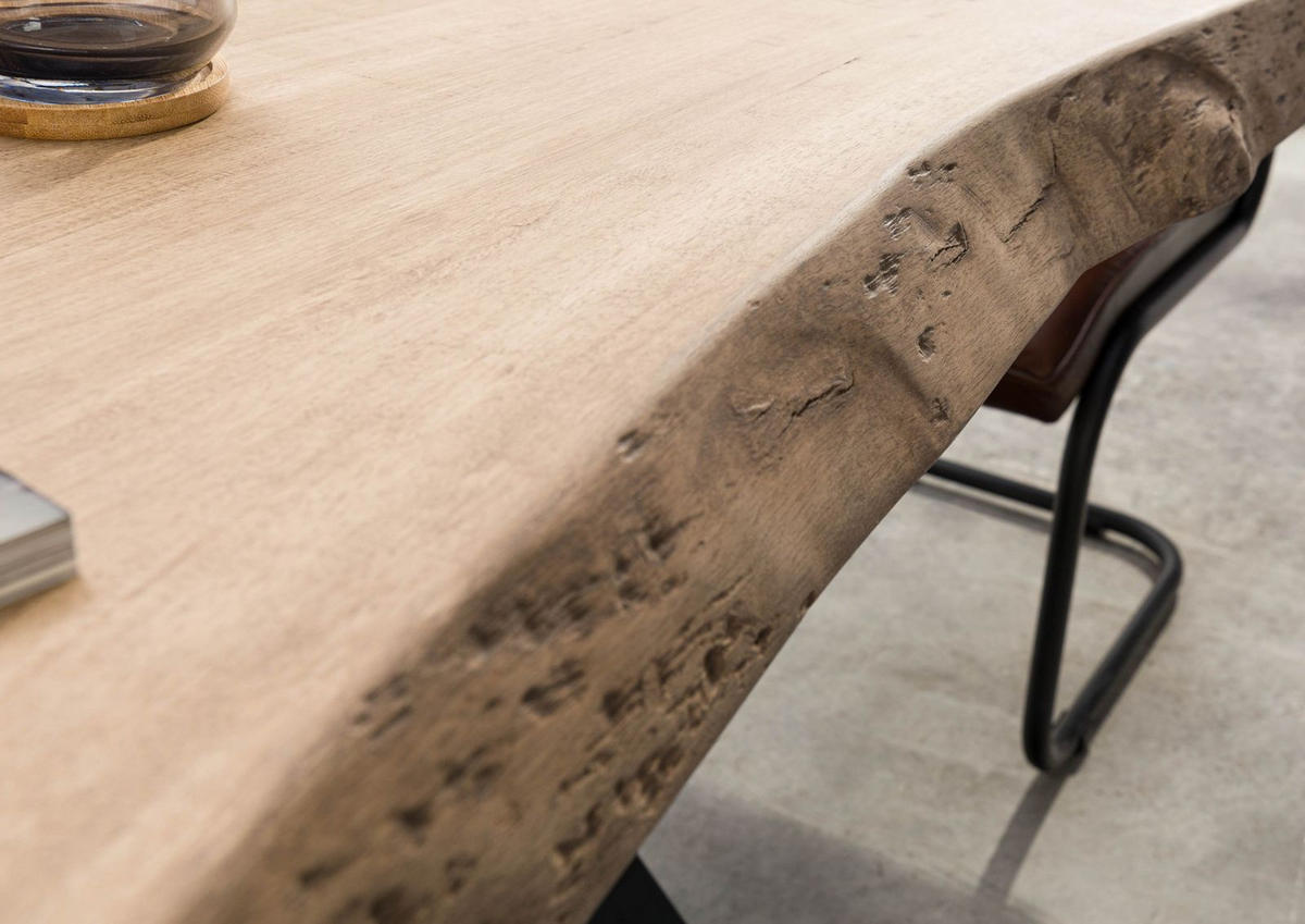 BAUMTISCH Mango 160x90x77 beige lackiert / X-Beine anthrazit glänzend FREEFORM 5 - Beige, Holz (160/90/77cm) - Massivmoebel24