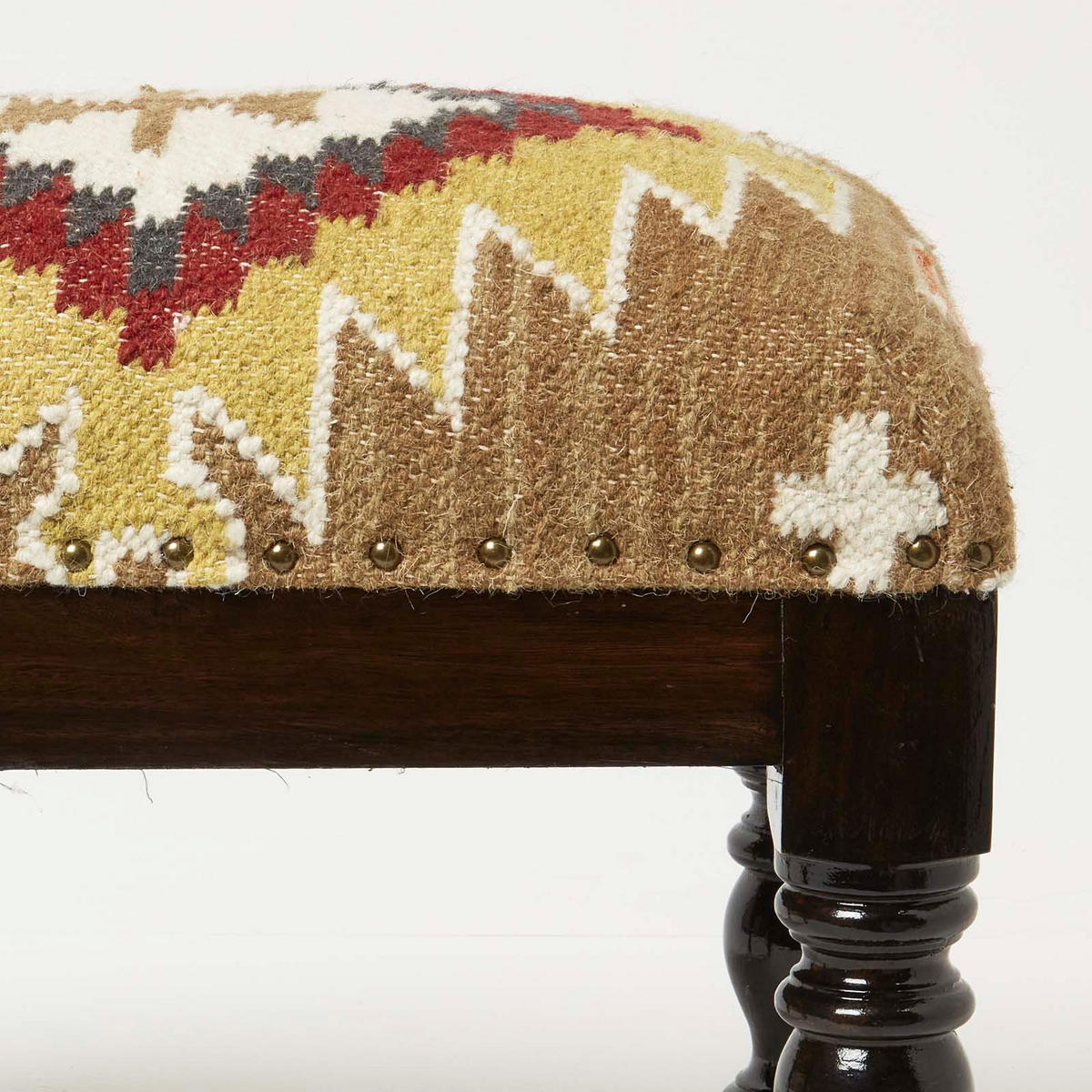 KELIM-HOCKER Jaipur mit Holzbeinen, Ethno-Muster, 50/40/30 cm - Multicolor, Textil (30/40/50cm) - Homescapes