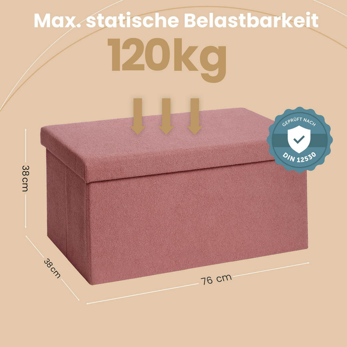 SITZBANK 76/38/38 cm, Altrosa - Altrosa, Kunststoff (38/38/76cm) - Blumtal
