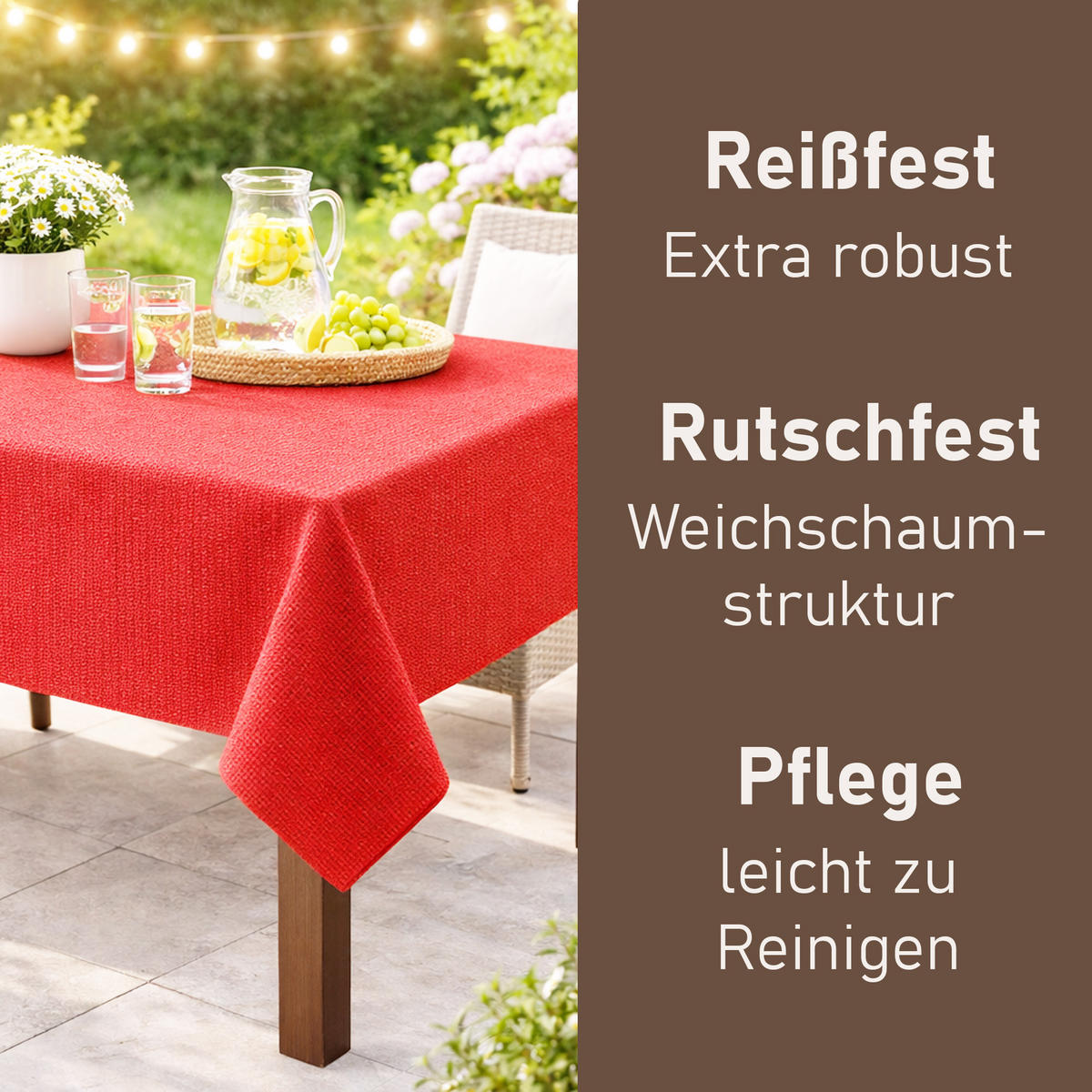TISCHDECKE Garten Weichschaum 130x160cm - Rot - Rot, Kunststoff (160/130cm) - Bestlivings