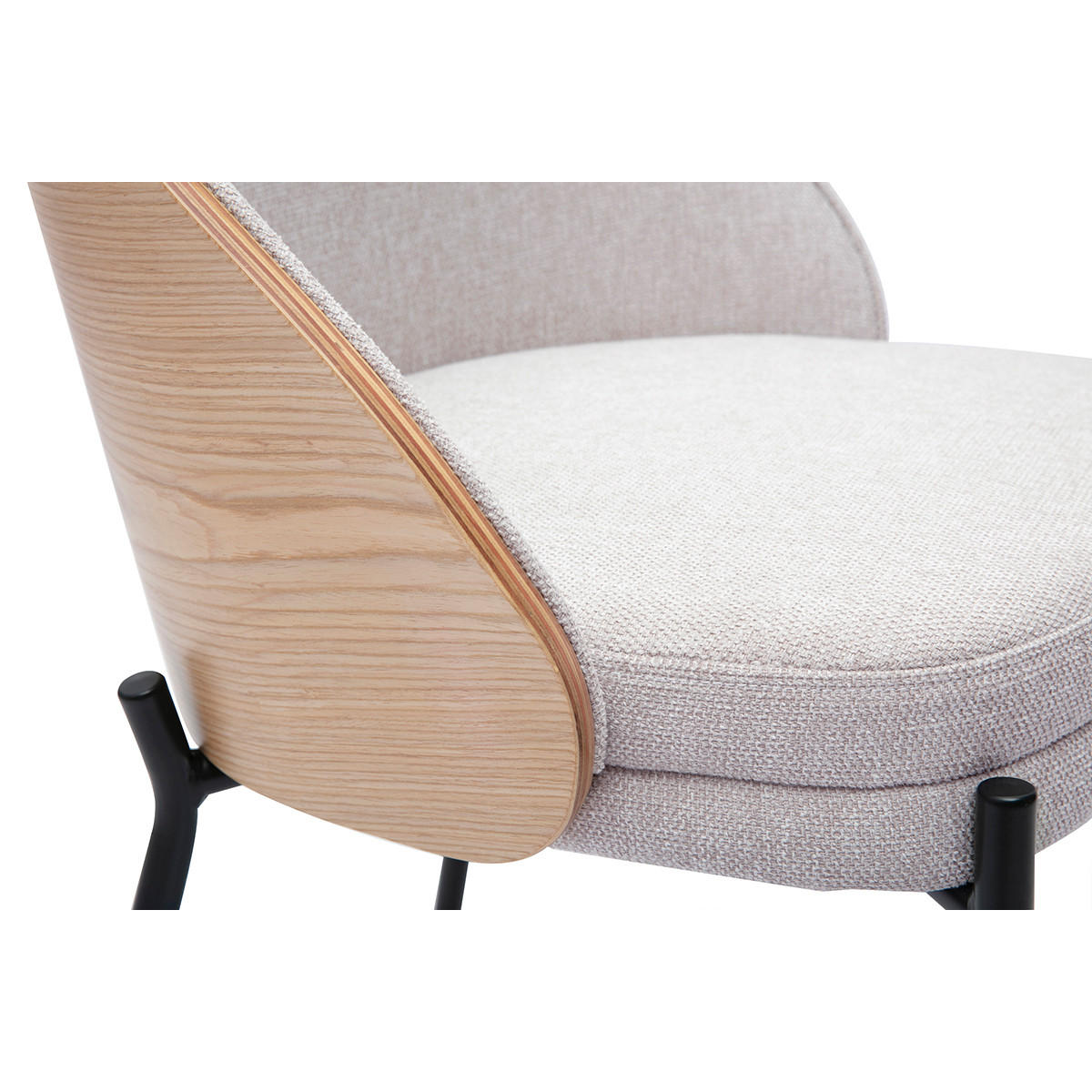 STÜHLE aus beigefarbenem Samt-Effekt-Textilgewebe, helles Holz und Metall (2er Set) TUCSON - Beige, Textil (50.5/74.5/53cm) - Miliboo