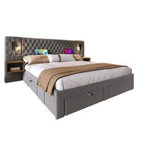 POLSTERBETT aus Samt 160x200 cm in Grau mit Matratze & LED-Leselicht - Grau, Textil (160/200cm) - Modfu