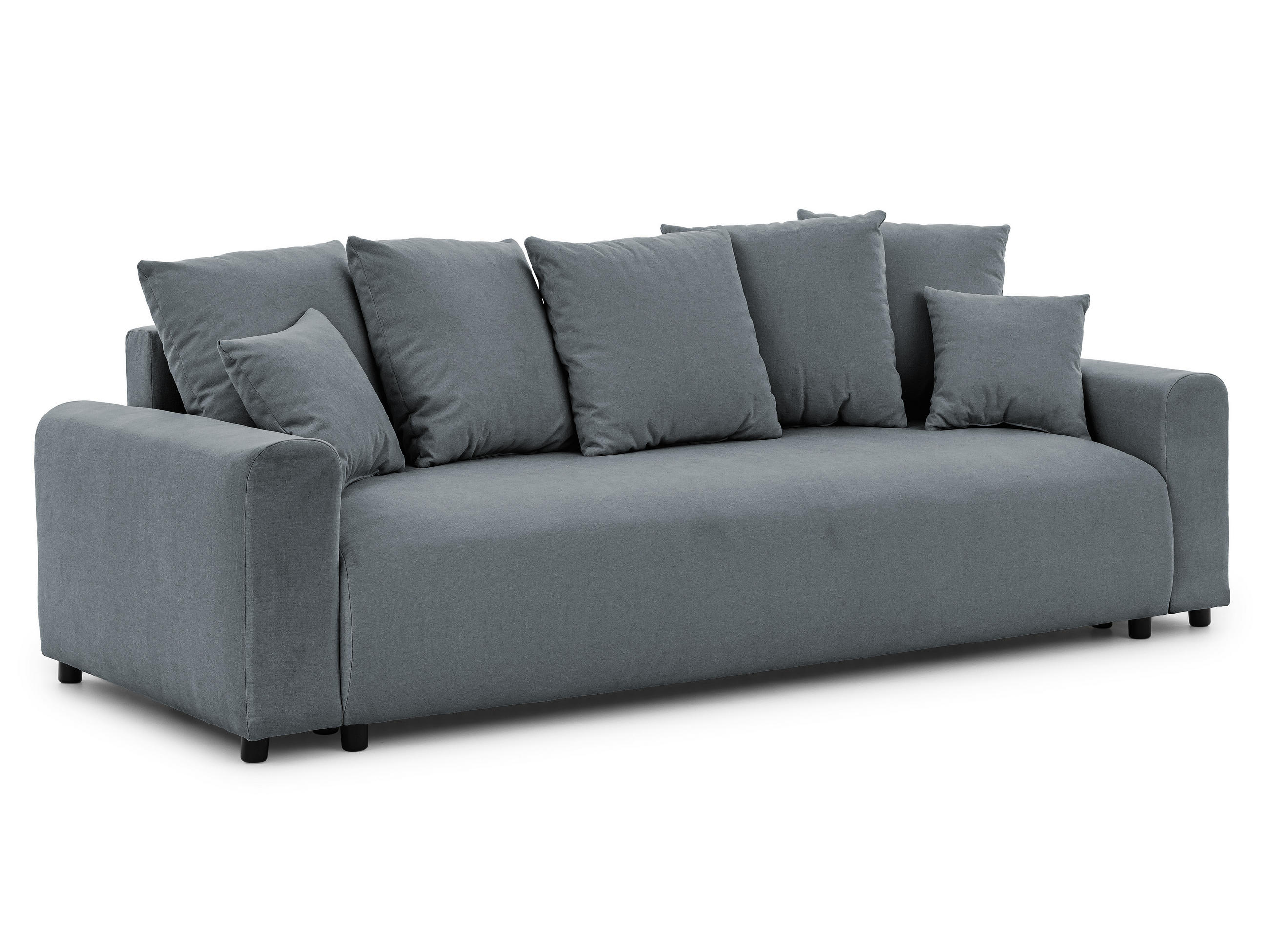 SCHLAFSOFA Calma mit Bettkasten im Bumpy-Design aus weichem Dunkelgrau Webstoff - Dunkelgrau/Schwarz, Holz/Kunststoff (239/88/98cm) - S-Style