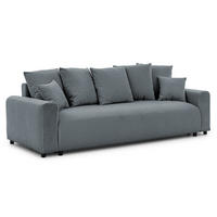 SCHLAFSOFA Calma mit Bettkasten im Bumpy-Design aus weichem Dunkelgrau Webstoff - Dunkelgrau/Schwarz, Holz/Kunststoff (239/88/98cm) - S-Style
