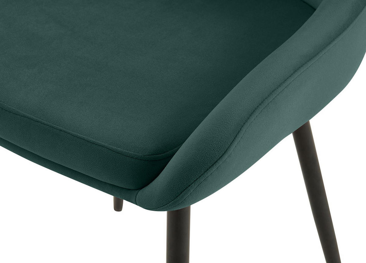 STUHL Samt Grün - Schwarz/Grün, Textil (50/86/53cm) - CLP