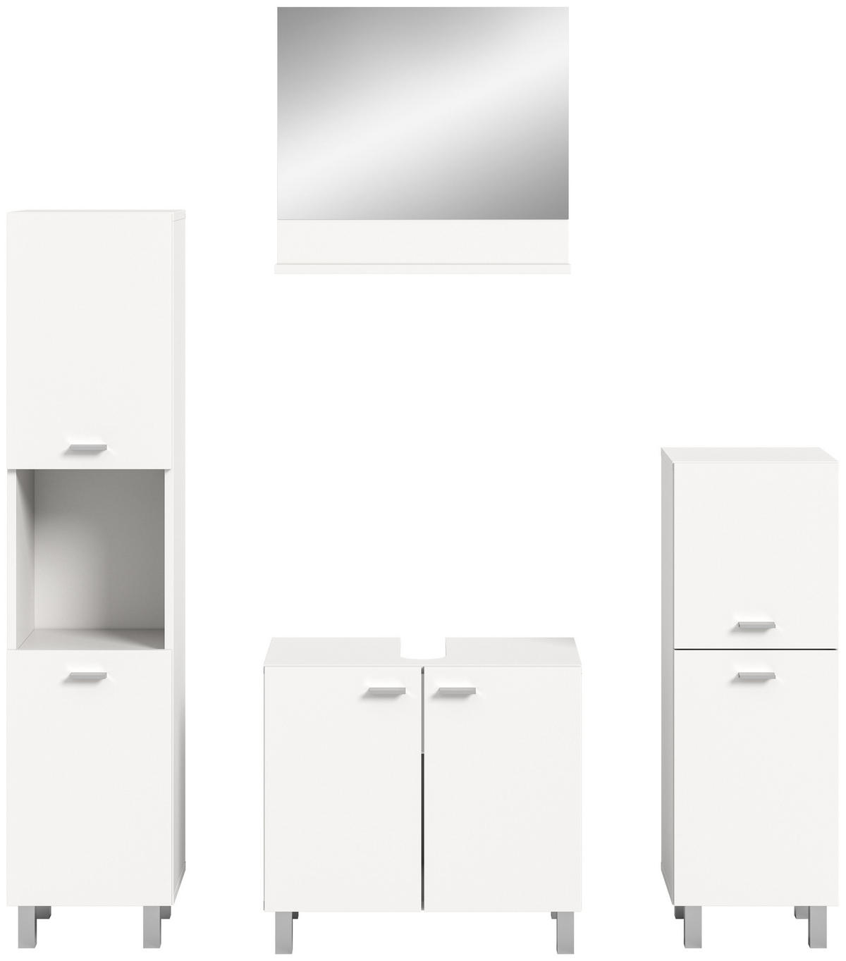 BADKOMBINATION 4tlg. Boston/Tampa Bad in weiß Nachbildung - modernes Design - B/H/T: 137x186x33 cm - Weiß, Holzwerkstoff (137/186/33cm)