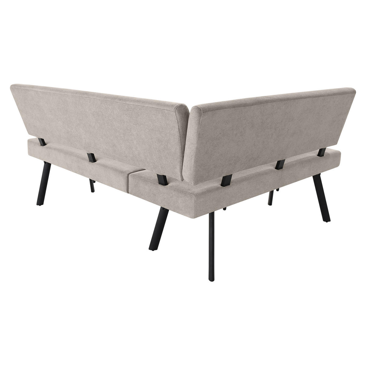 ECKBANK Zerra 192x153 cm, mit Metallbeinen, Curio-Stoff, Beige - Beige/Schwarz, Metall (192/153cm) - Beautysofa