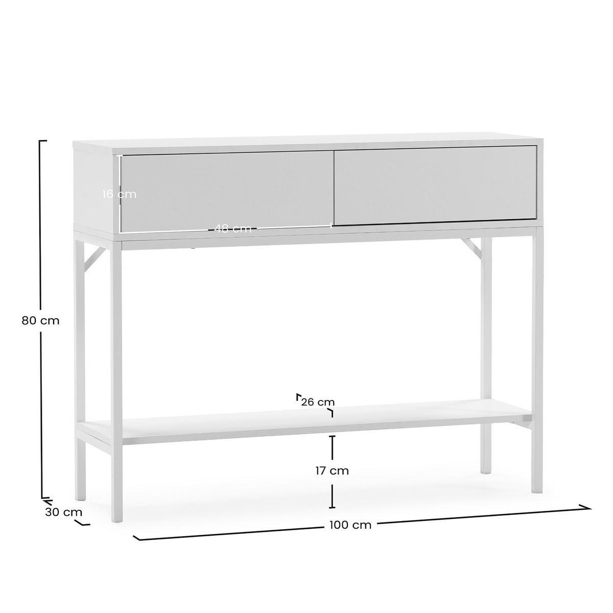 KONSOLENTISCH Auri 2 schubladen Weiß - Weiß, Holzwerkstoff (30/100/80cm) - VS Venta-stock