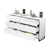 SIDEBOARD 140/39,5/78,5 cm, 6 Schubladen, Hochglanz-Fronten, Weiß/Schwarz - Weiß, Holzwerkstoff (140/78.5/39.5cm) - Redom