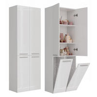 BAD Hochschrank Berta - Weiß Hochglanz/Weiß, Holzwerkstoff (60/174/30cm) - kommodly