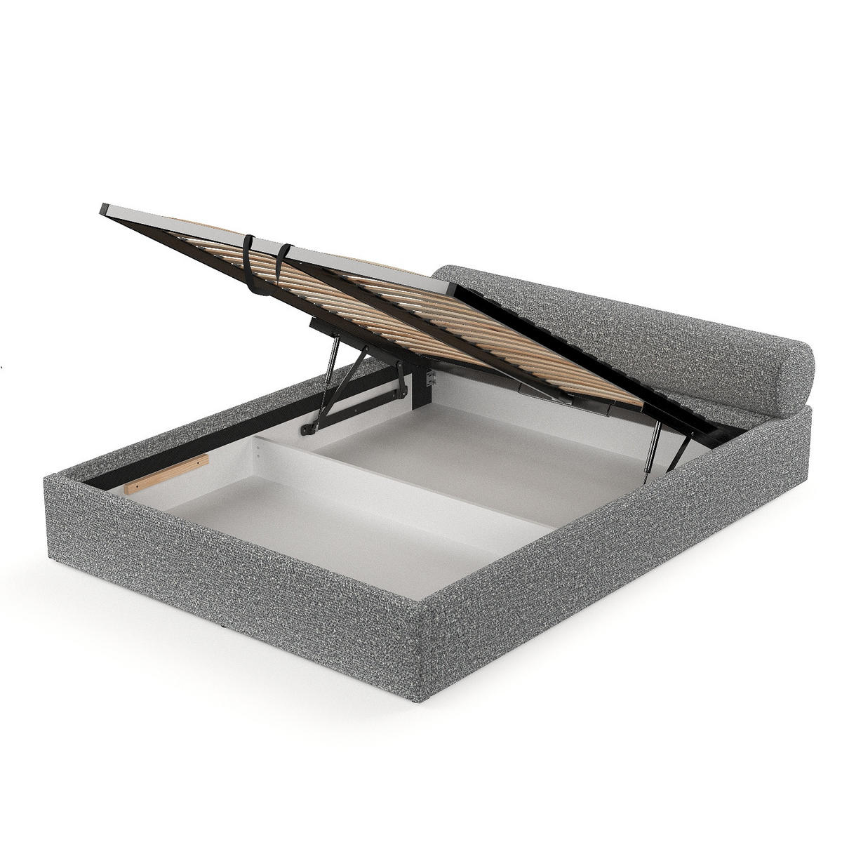 POLSTERBETT Solvo mit Stauraum 200/200 cm Hellgrau im Blur Stoff - Hellgrau/Schwarz, Holz/Holzwerkstoff (200/200cm) - AltaBeds