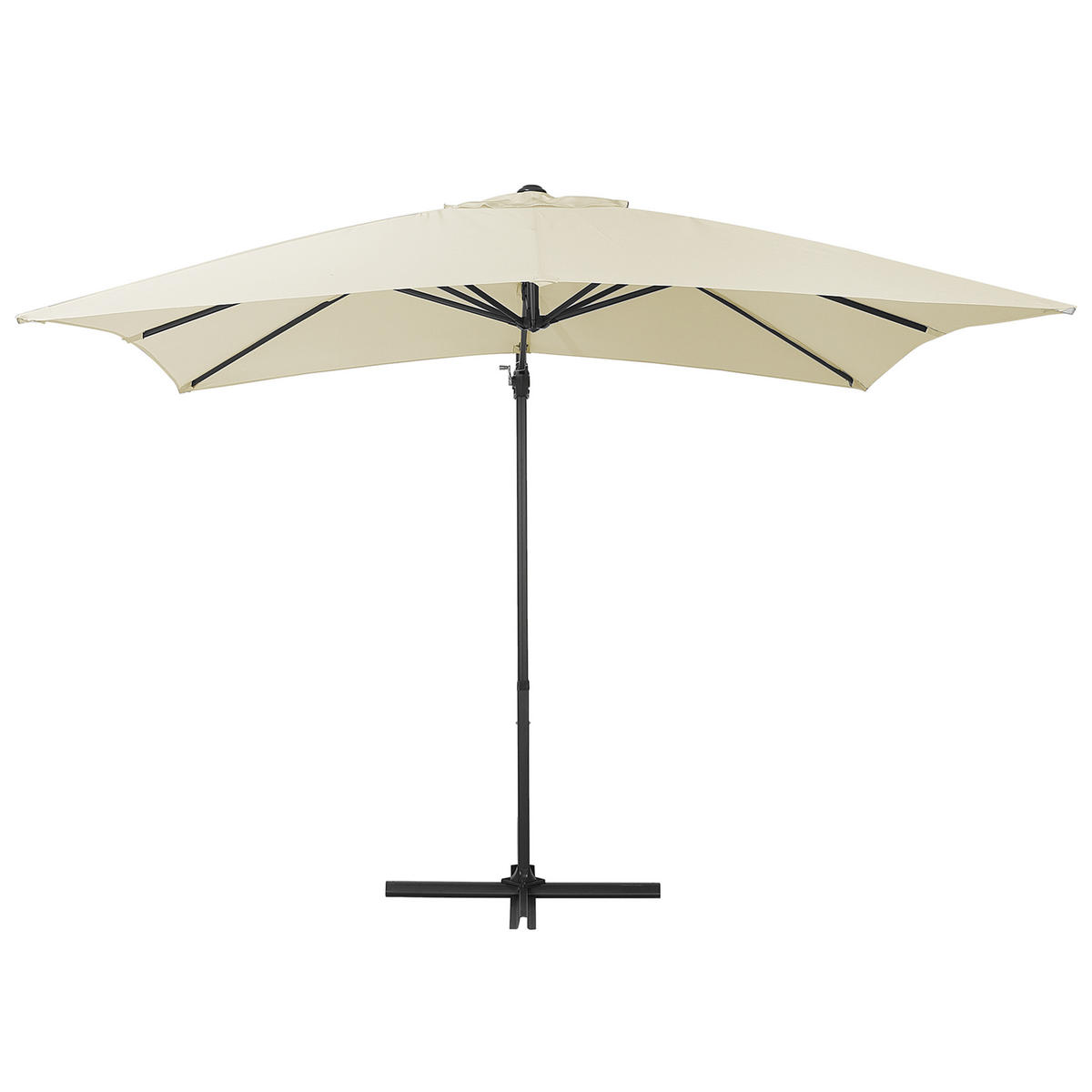 AMPELSCHIRM helles beige/dunkelgrau 250/250/235 cm Monza - Beige/Schwarz, Textil (250/250cm) - Beliani