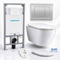 WC-SET ROLO Weiß, Slim-Sitz, Vorwandelement und Betätigungsplatte M272 Chrom - Weiß, Keramik (53/119.5/48.5cm) - bad land