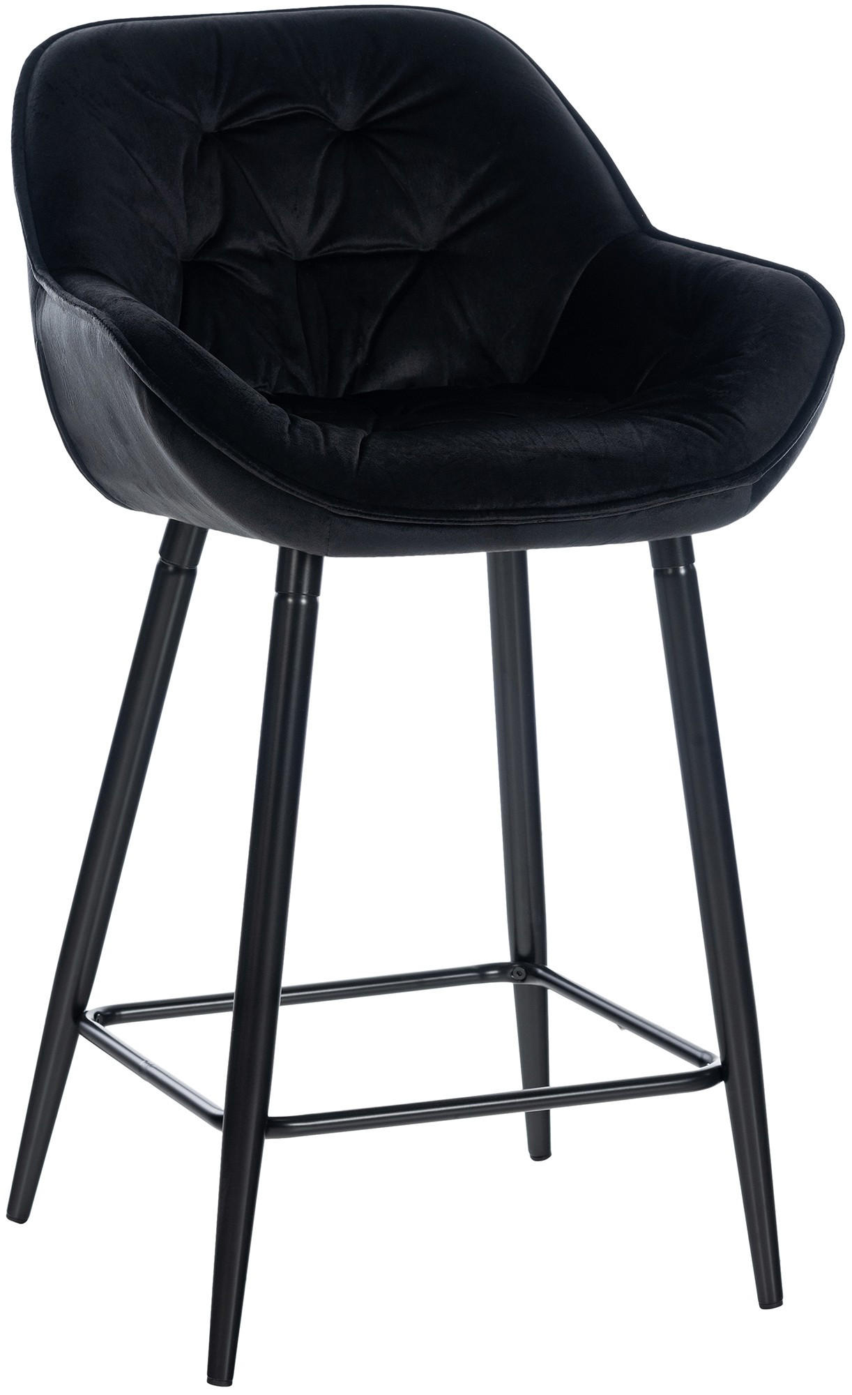 BARHOCKER Samt schwarz - Schwarz, Textil/Metall (54/103/57.5cm) - CLP