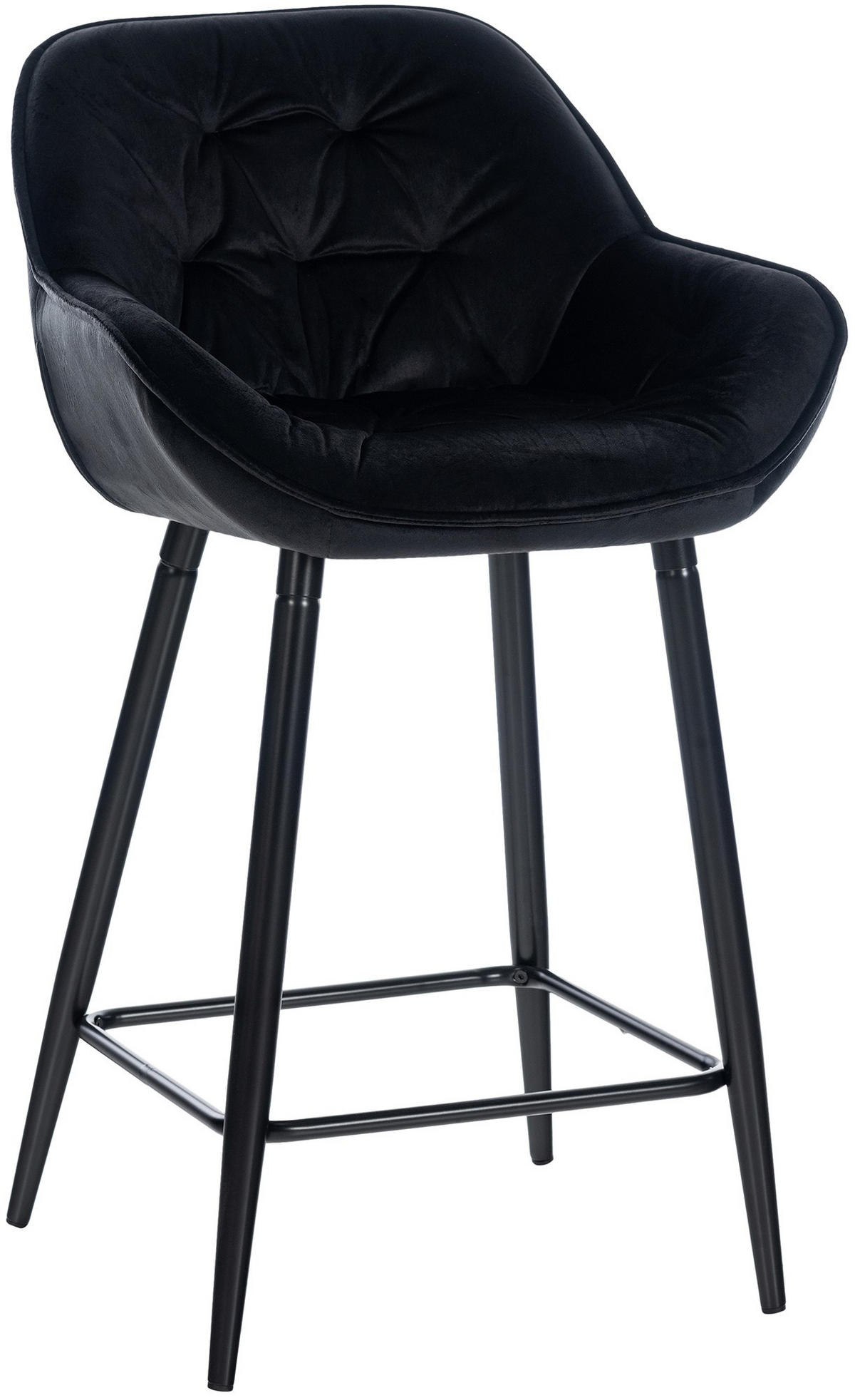 BARHOCKER Samt schwarz - Schwarz, Textil/Metall (54/103/57.5cm) - CLP