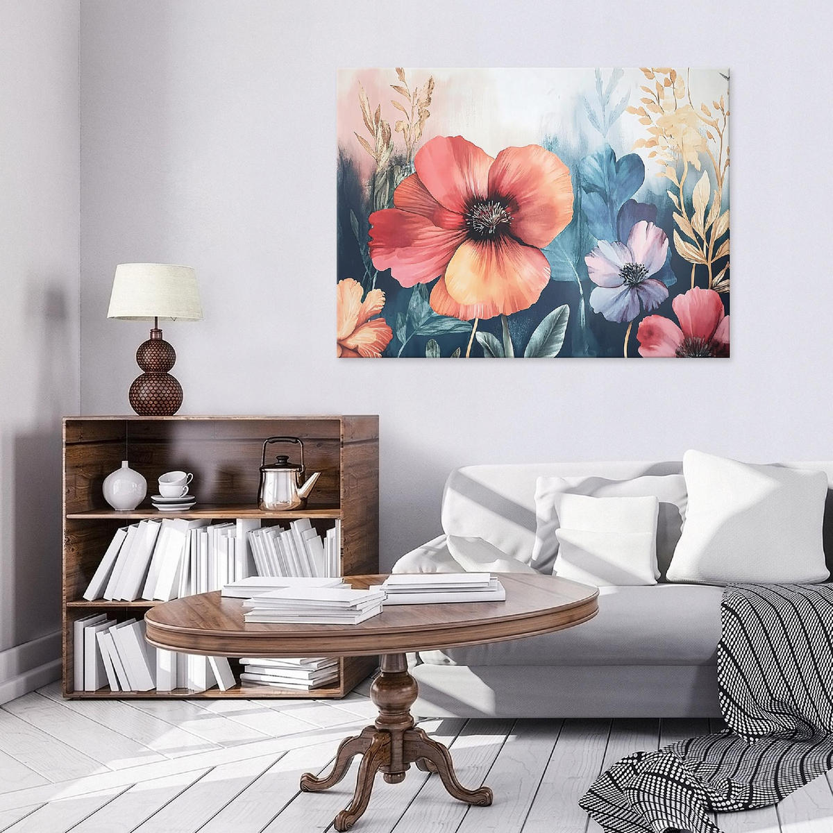 BILDER Blumen Wiese Bunt Modern Wohnzimmer 60x40 - Multicolor, Holzwerkstoff (60/40cm) - Wallarena