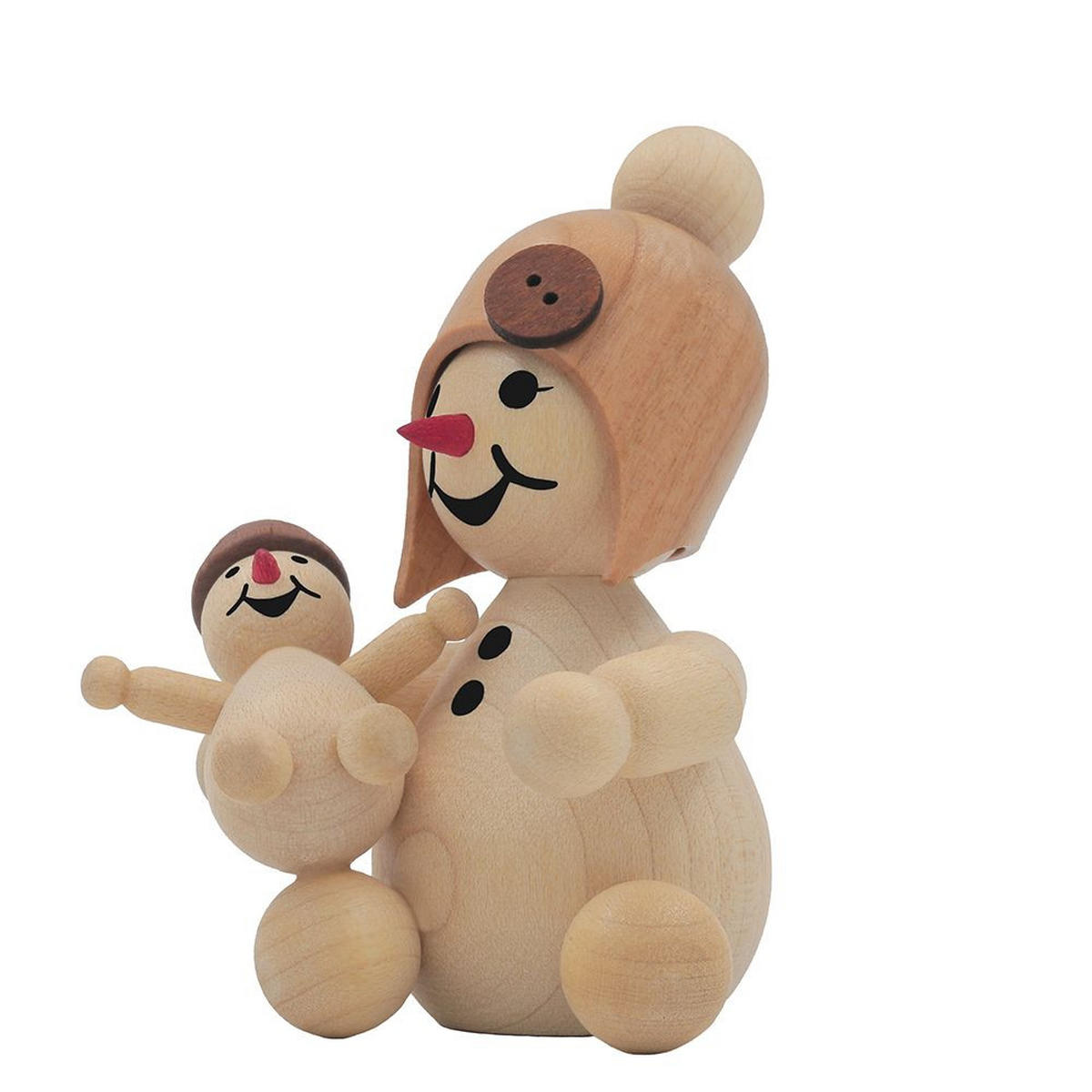 HOLZFIGUR Schneemädchen mit Puppe7 cm - Multicolor, Holz (5/7/0.1cm)