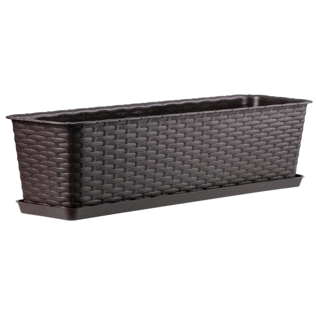 BALKONKASTEN mit Untersetzer 60 cm, Braun - Braun, Kunststoff (17/60cm) - KADAX