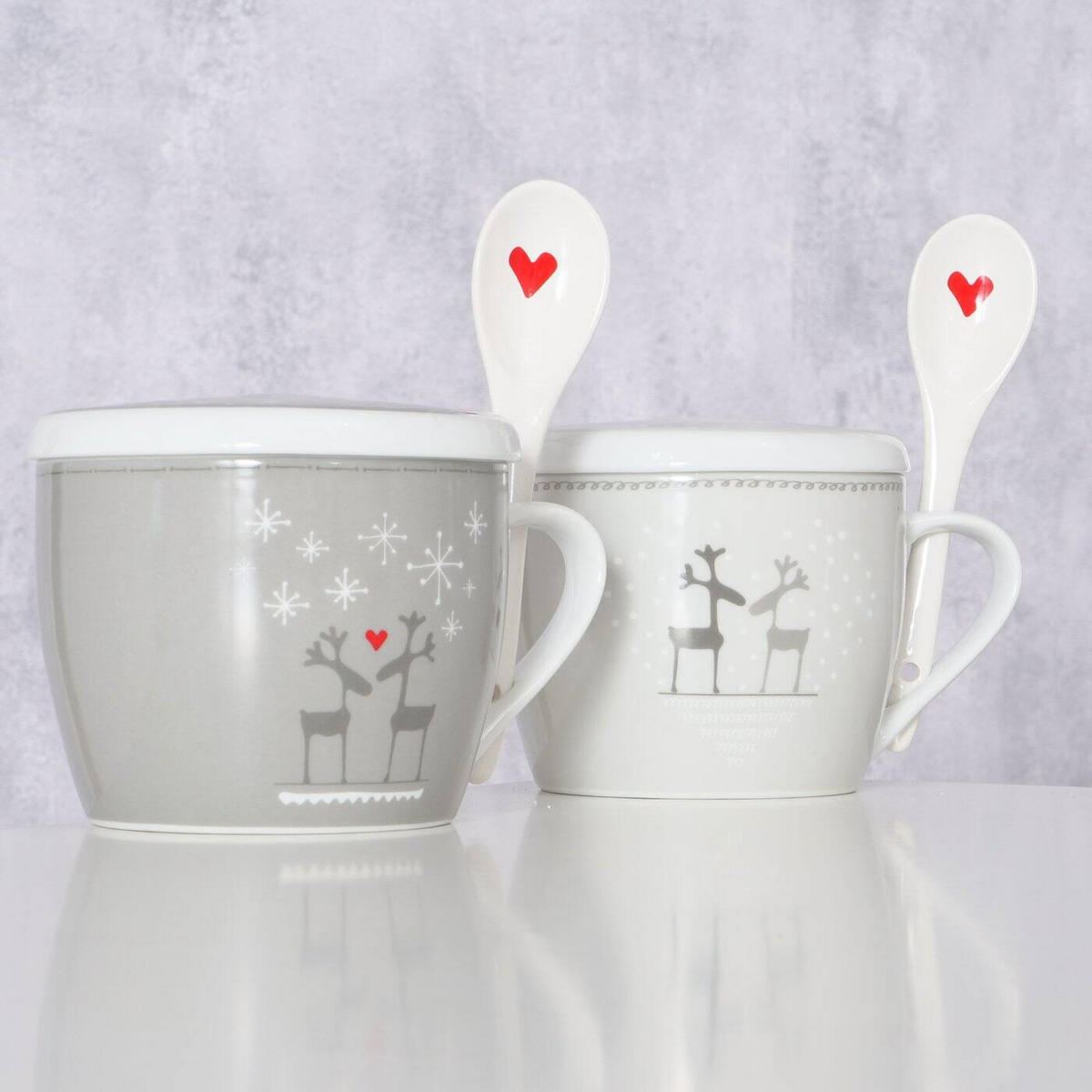 WEIHNACHTSTASSE Jumbo Lovelies 600 ml - Dunkelgrau, Keramik (0.6L) - Boltze Home