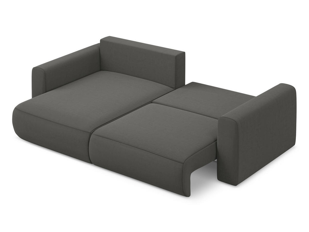 ECKSOFA mit Schlaffunktion Samt Stoff Grau - Dunkelgrau/Schwarz, Kunststoff/Textil (149/240cm) - Makamii