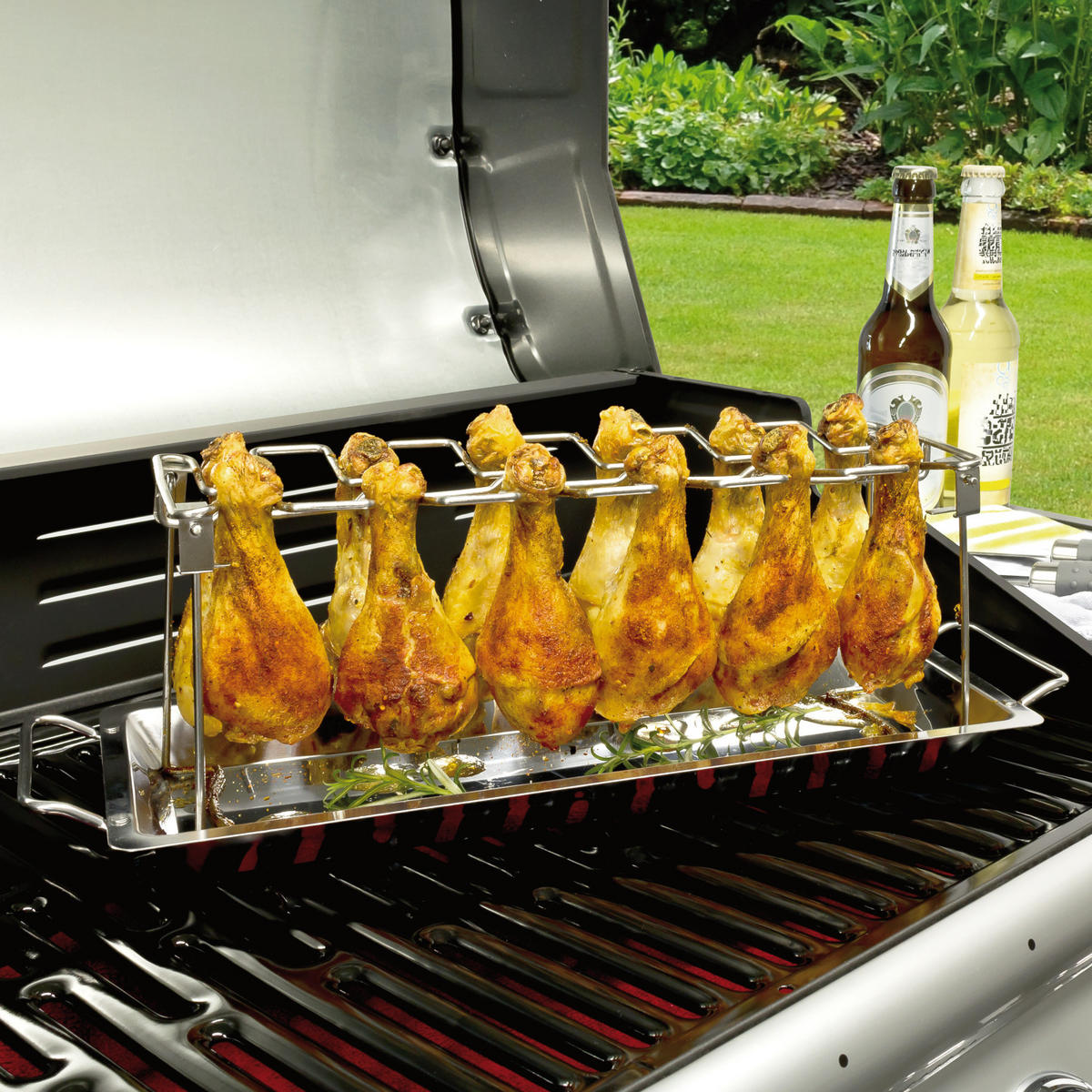 HÄHNCHENSCHENKEL-HALTER 4er Set, silber - Edelstahlfarben, Metall (44.5/4/16cm) - bremermann