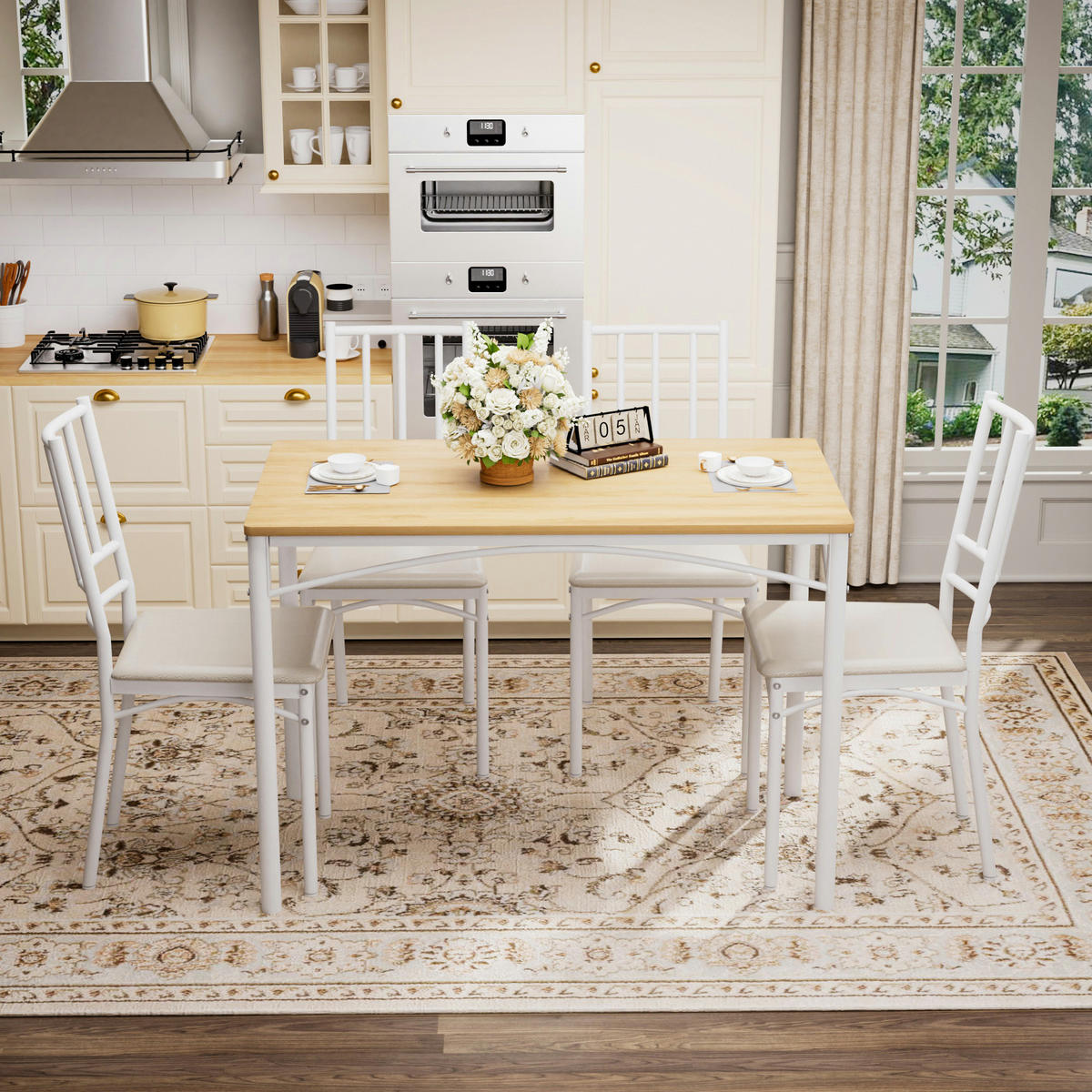 ESSGRUPPE DE-39329 5-teilig, mit 4 Stühlen Natur - Naturfarben, Holzwerkstoff (110/76.5/60cm) - ComfortXL